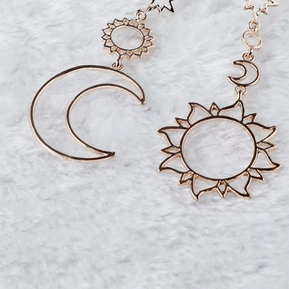 Gold Sun & Moon Dangle Earrings
